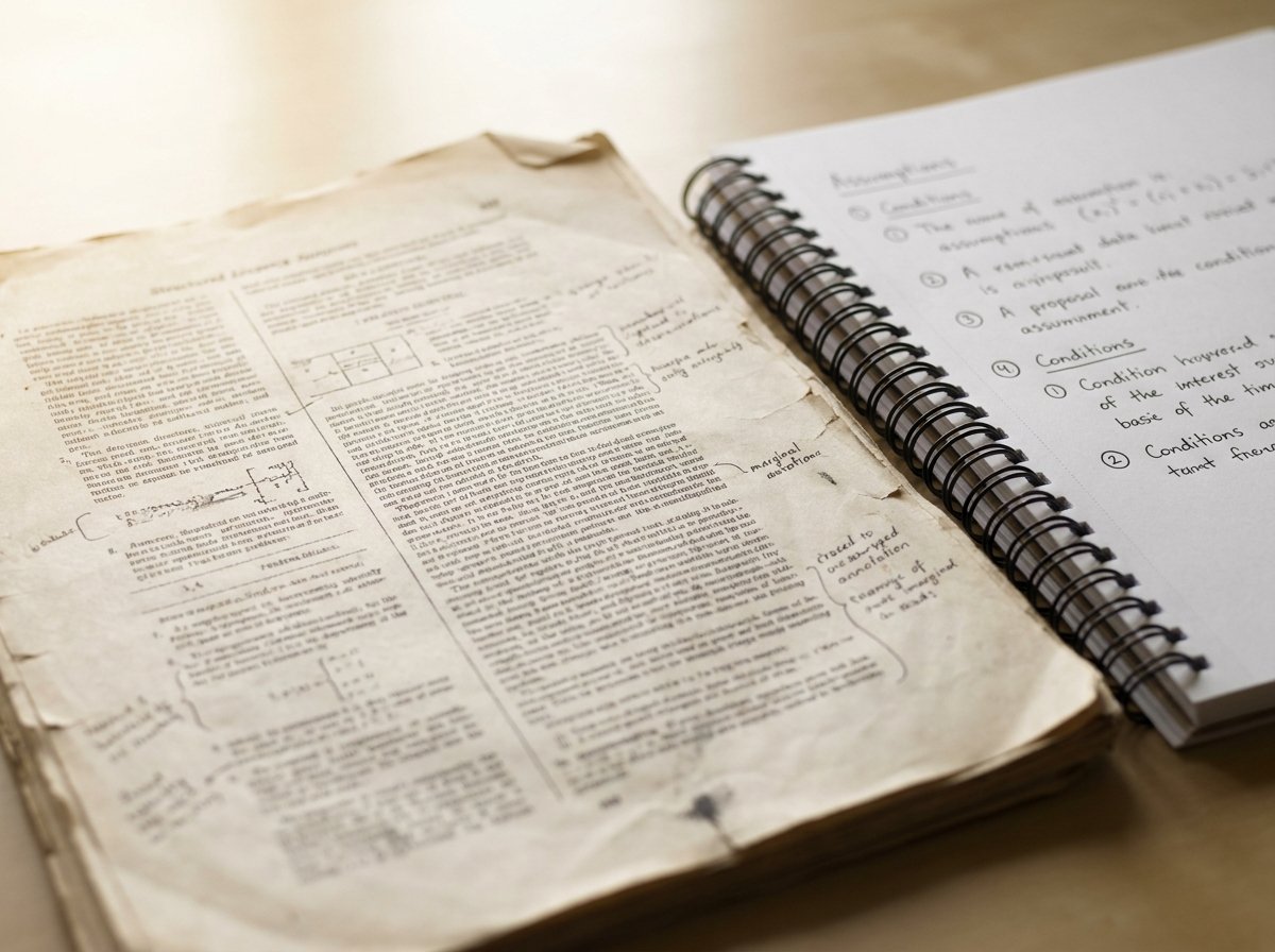 Research documents with explicit assumptions and annotated evidence representing evidence-led methodology